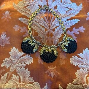 Vintage J.Crew, black gold rhinestone necklace